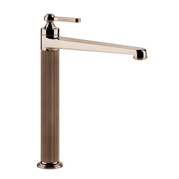 Gessi Venti20 Смеситель для раковины на 1 отверстие, однорычажный, высокий, в комплекте с донным клапаном, Copper PVD