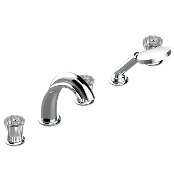 Смеситель THG Mille Nuits - Clear crystal устанавливаемый на борту ванны на 5 отверстий с душем, керамическим смесителем, 2 вентилями ¾" и изливом СУПЕР ГОЛИАФ