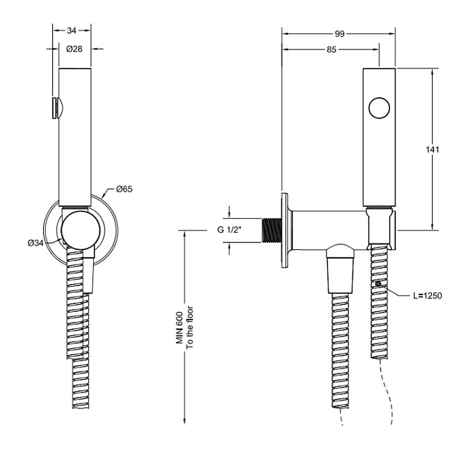 Gessi Inciso Гидроёршик настенный на 1/2, finox