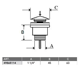 Ghidini 49865114N &ndash; Донный клапан для раковины с/без перелива click-clack 65мм, Черный Матовый купить в Москве: интернет-магазин StudioArdo