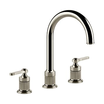 Gessi Venti20 Смеситель для раковины на 3 отверстия, высота излива 168 мм., в комплекте с донным клапаном, Nickel PVD