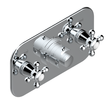 Накладка THG Charleston с ручкой регулировки температуры и двумя маховиками для термостатического смесителя с горизонтальной установкой