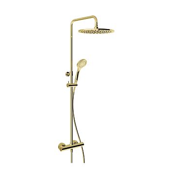 Gessi Minimalistic Shower Душевая стойка с термостатическим смесителем, верхним душем 300 мм., ручным душем и шлангом 1500 мм, Gold PVD