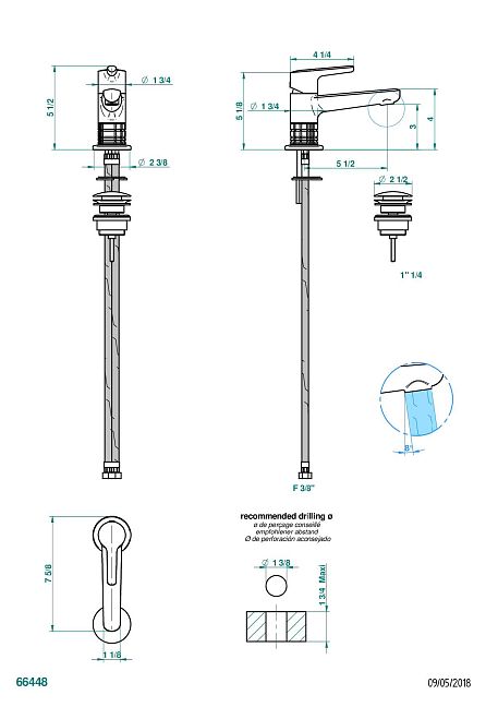 Смеситель THG System Howlite для раковины однорычажный с донным клапаном