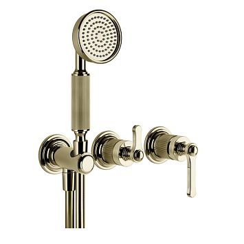 Gessi Venti20 Смеситель встраиваемый, однорычажный, с переключателем на 2 положения, с ручным душем и шлангом 1500 мм., внешняя часть, Brass PVD