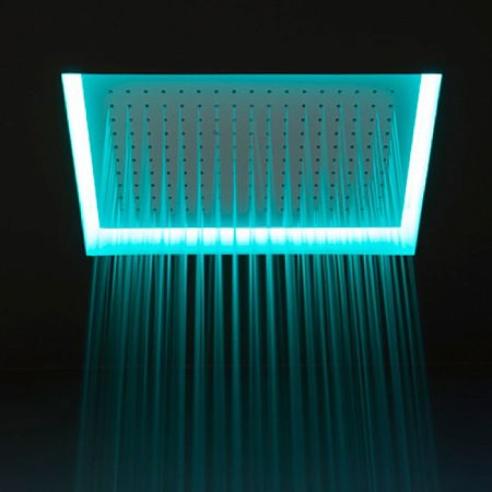 Antonio Lupi Meteo Верхний душ 520x350x110 мм., встраиваемый в потолок, с подсветкой, пультом и трансформатором, рама белая, лейка зеркальная сталь