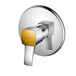 Смеситель для душа Hansgrohe Metropol Classic однорычажный, с рычаговой рукояткой, СМ, внешняя часть, цвет: хром/золото купить в Москве: интернет-магазин StudioArdo