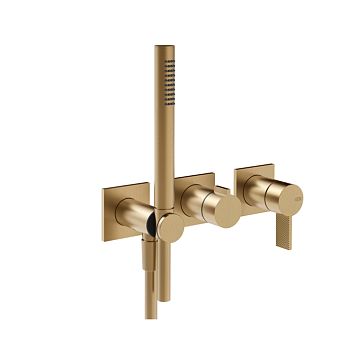Gessi Inverso Diamantato Внешняя часть настенного смесителя для душа на 2 выхода,с ручным душем Warm Bronze Br PVD