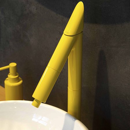 EXPO Bongio MiniOne Смеситель для раковины H-435mm в компл. с донным клапаном, отделка в желтом цвете