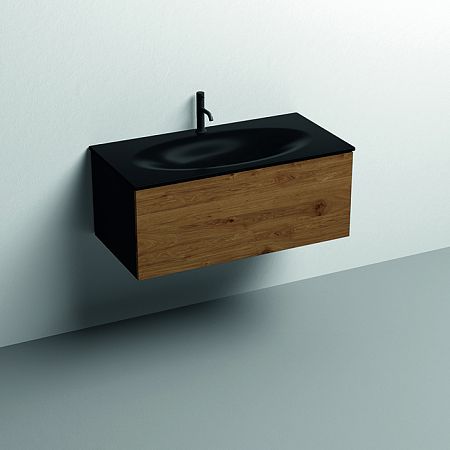 Комплект мебели Kerasan Shape Mobile 102х52см, подвесной, 1 ящик, цвет: черный/дуб