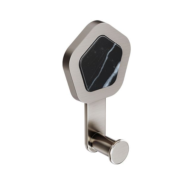 Jorger Shado Крючок, вставка из камня Black Marble, цвет satin nickel (матовый никель)