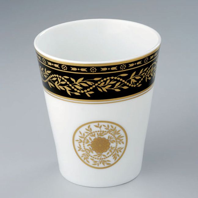 THG Marquise noir d&eacute;cor Or Стакан керамический, настольный, декор черный/золото, цвет: белый