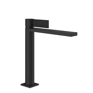 Gessi Inverso Rigato Смеситель для раковины средней длины с донным клапаном Stop Go и соединительными шлангами, Matte Black