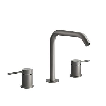 Gessi 316 Смеситель для раковины на 3 отверстия, без донного клапана, излив 156мм, h=201мм, steel brushed