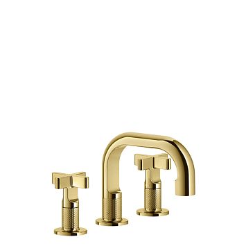 Gessi Inciso Смеситель для раковины на 3 отверстия с донным клапаном, излив 140мм, h=145мм, золото
