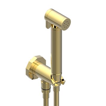 THG Les Ondes Гигиенический душ, с настенным держателем, с подводом воды и шлангом 125см., цвет: Soft matt gold