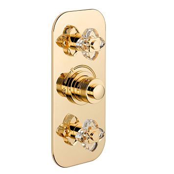THG P&eacute;tale de cristal clair Смеситель для душа, термостатический, 2 потока, цвет: золото/прозрачный хрусталь