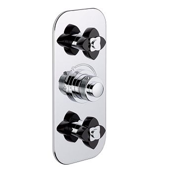 THG Petale de Cristal noir Смеситель для душа, термостатический, 2 потока, цвет: хром/черный хрусталь