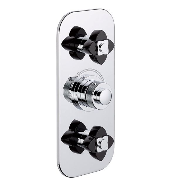 THG Petale de Cristal noir Смеситель для душа, термостатический, 2 потока, цвет: хром/черный хрусталь