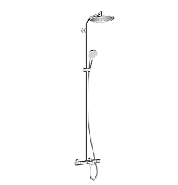 Термостат для душа Hansgrohe Crometta Showerpipe S 240 SHP: термостат для ванны + стойка с верхним душем 240мм + ручной душ со шлангом 160мм, цвет: хром купить в Москве: интернет-магазин StudioArdo