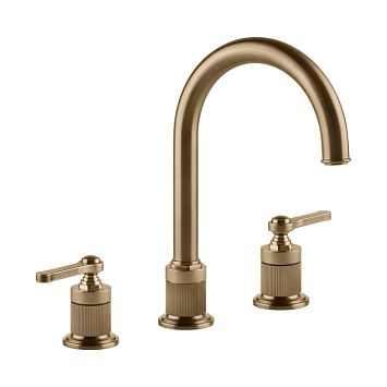Gessi Venti20 Смеситель для раковины на 3 отверстия, высота излива 168 мм., в комплекте с донным клапаном, Warm Bronze Br. PVD