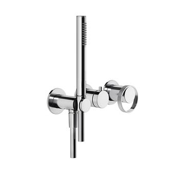Gessi Anello Встраиваемый однорычажный смеситель на 2 выхода с перекл., ручным душем с держателем и выводом воды (внешние части), хром