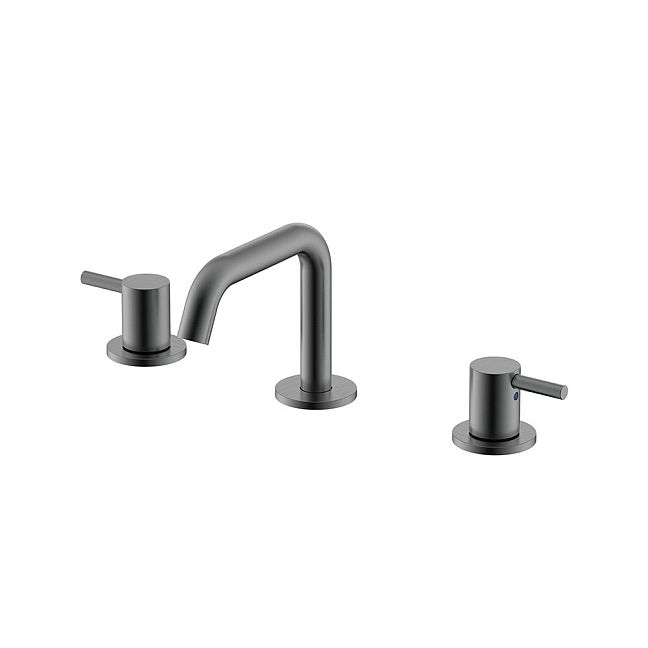 Nemo NM-2317BGM Смеситель на 3 отверстия для раковины с донным клапаном BRUSH GUN METAL