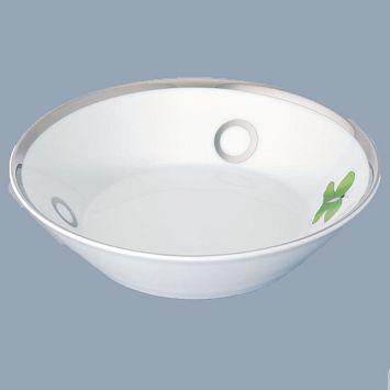 THG CAPUCINE VERT DECOR PLATINE Блюдо керамическое &oslash;130 мм., настольное, декор платина/зеленый, цвет: белый