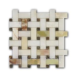 Мозаика Art&Natura  из натурального камня 30x60/15x15 Marble Mosaic Basket Weave Verde/Rain 305x305  купить в Москве: интернет-магазин StudioArdo