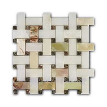 Мозаика Art&Natura  из натурального камня 30x60/15x15 Marble Mosaic Basket Weave Verde/Rain 305x305 