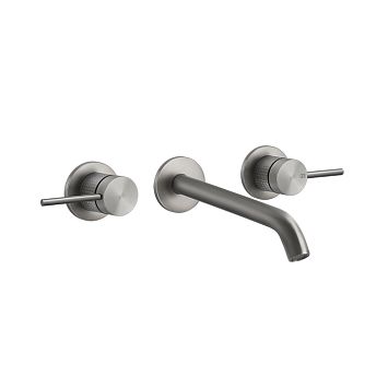 Gessi 316 Встраиваемый смеситель для раковины на 3 отверстия, излив 200-180мм (внешние части), steel brushed