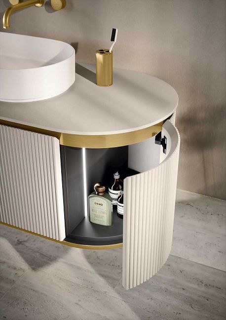 Комплект мебели Oasis Naos, подвесной, столешница: покрытие Purefeel , Отделка: Матовый лакированный цвет "Corda Elegance" / Сатиновое золото