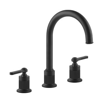 Gessi Venti20 Смеситель для раковины на 3 отверстия, высота излива 168 мм., в комплекте с донным клапаном, черный матовый