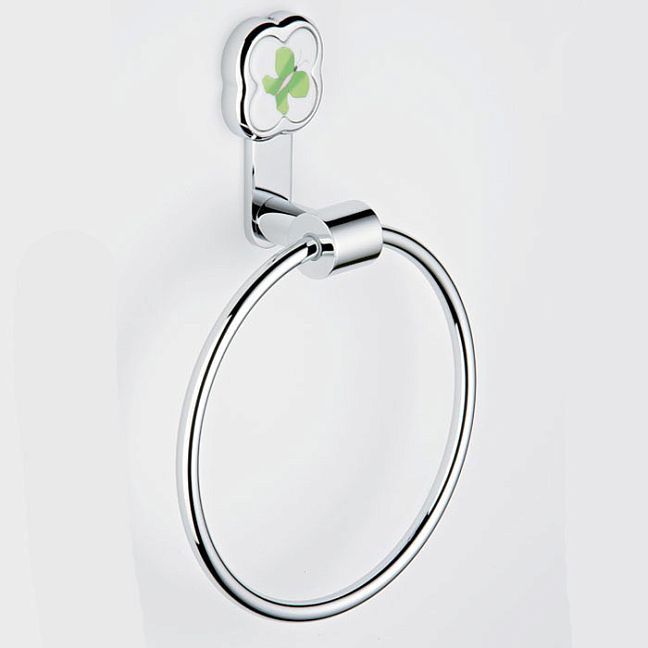 THG CAPUCINE VERT DECOR PLATINE Полотенцедержатель-кольцо 18см., декор зеленый, цвет: хром