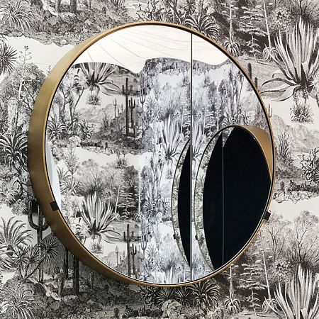 Cielo Catino Зеркальный шкаф круглый d-90см, 2 секции, рама крашеная, цвет Brushed Bronze