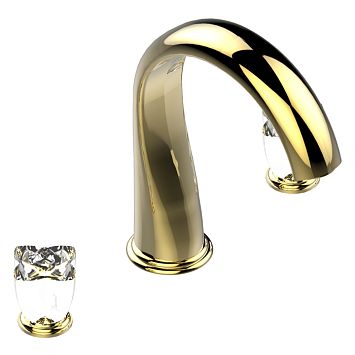 THG Pуtale de cristal clair Смеситель для ванны, 3 отв., цвет: золото/прозрачный хрусталь