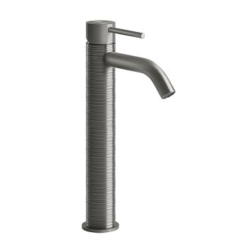 Gessi 316 Смеситель для раковины на 1 отверстие, высокий, h=305мм, без донного клапана, излив 123мм, steel brushed