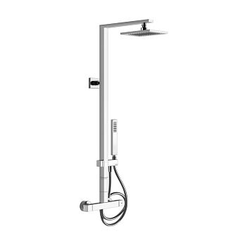 Gessi Rettangolo Термостатический смеситель с верхним душем, авт.переключателем ванна/душ, лейкой и шлангом 1,5м, высота 1060мм, хром