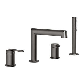 Gessi Ingranaggio Смеситель для установки на борт ванны на 4 отверстия, с ручным душем, Black Metal Brushed PVD