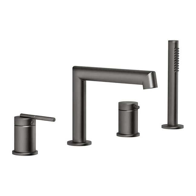 Gessi Ingranaggio Смеситель для установки на борт ванны на 4 отверстия, с ручным душем, Black Metal Brushed PVD