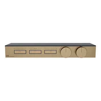 Gessi Hi-Fi Термостат для душа, с вкл. до 3 источников одновременно (внешняя часть), с полкой из черного мат. стекла, warm bronze brushed pvd