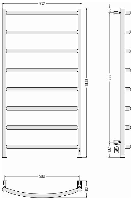 Сунержа Галант 4.0 Полотенцесушитель электрический 100x50 Золотой шёлк