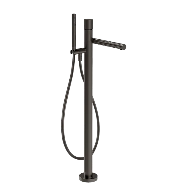 Gessi Incastri Смеситель для ванны, напольный, h-983мм, в комп. с лейкой и гибким шлангом, внешняя часть, цвет 707 Black Metal Brushed PVD