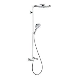 Душевая система Showerpipe Hansgrohe Raindance Select S: верх.душ 300 2jet, ручн.душ, шланг, термостат, цвет: белый/хром купить в Москве: интернет-магазин StudioArdo