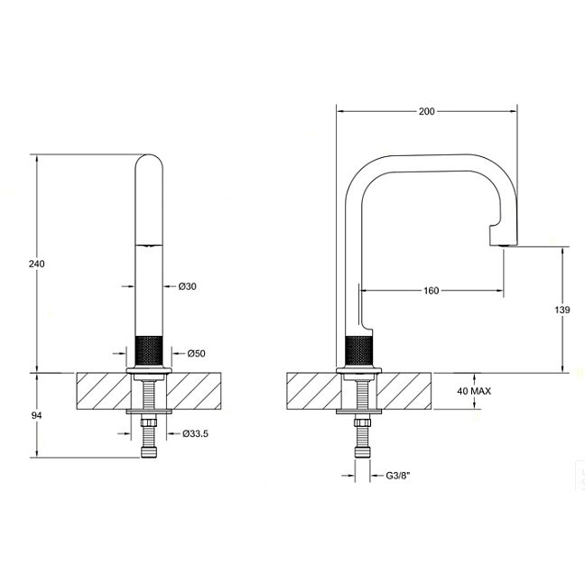 Gessi Inciso Отдельно стоящий излив 160мм, h=240мм, Finox Brushed Nickel