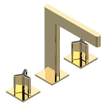 THG ICON-X CARBONE GOLD Смеситель для раковины, 3 отв., с донным клапаном, цвет: полированное золото