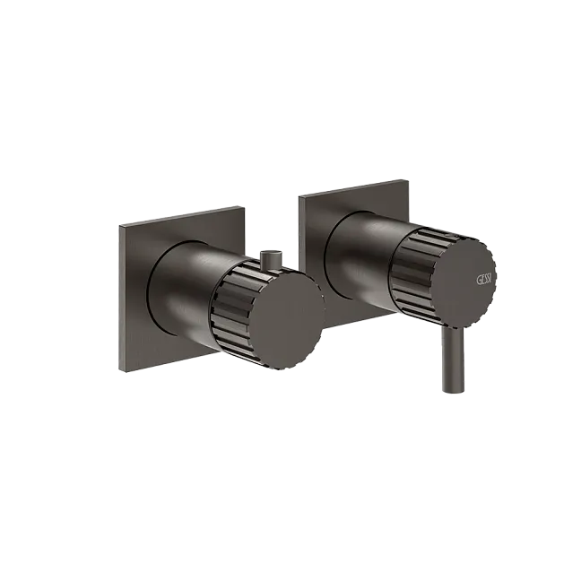 Gessi Incastri Смеситель встраиваемый с переключателем на два потока, внешняя часть, цвет 707 Black Metal Brushed PVD