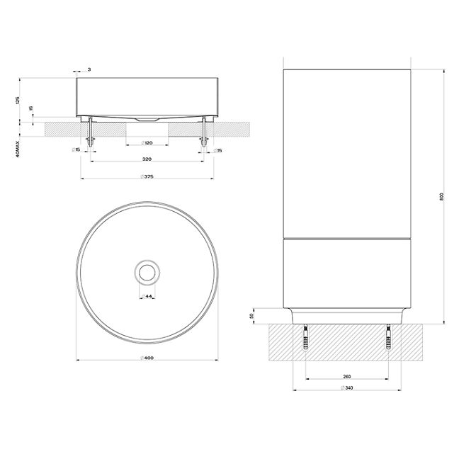 Gessi Inciso Подставка напольная под раковину 54601, сифон в комплекте, Cristalplant Dark Metal