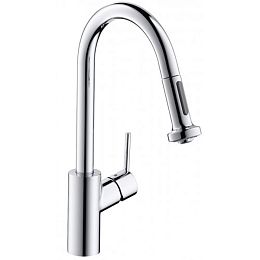 Смеситель для кухни Hansgrohe Talis M52 на 1 отв, поворотный излив: 22.2см с вытяжным душем, 2jet, h:22.6см, sBox, устан.около окна, цвет: нержавейка купить в Москве: интернет-магазин StudioArdo