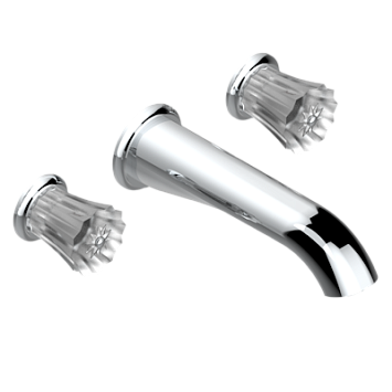 Внешняя часть смесителя THG Mille Nuits - Clear crystal встраиваемого в стену для ванны на три отверстия с изливом СУПЕР ГОЛИАФ